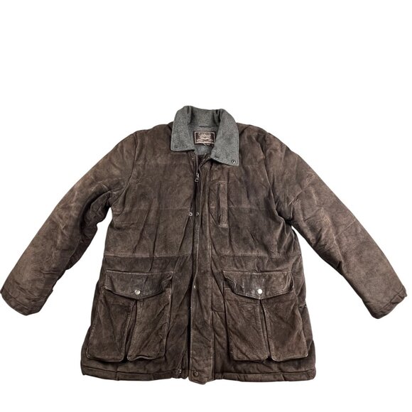 VTG Colebrook Leather Jacket Mens Large Brown Bomber Quilt Lined Coat 90s Y2K - Picture 1 of 16